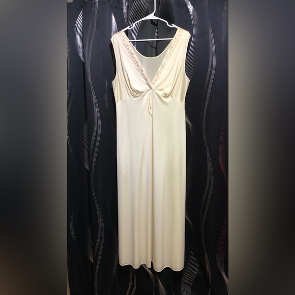Gaymode Dresses & Skirts - Vintage Cream Maxi Dress with V-Neckline